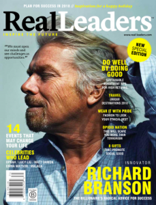 Real leaders magazine cover with AquaMobile Feature
